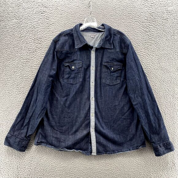 Carhartt Denim Railroad Shirt Men's XL Dark Workwear Streetwear Western Y2k 90's - Picture 2 of 10